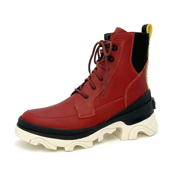 Sorel Brex Ankle Boots Womens Size 8 Leather Waterproof Red Black Bootie New NWT - Picture 9 of 9